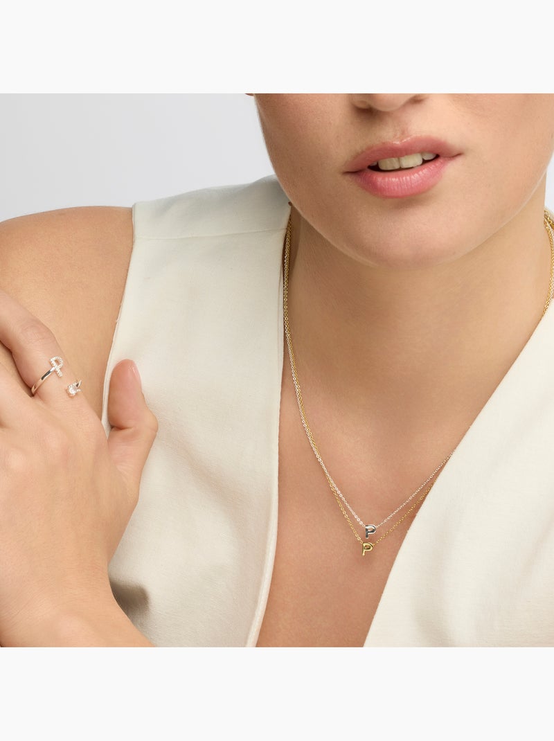Luxenter Bague avec zircone brillante, finition argentée - Alphabet Argenté - Kiabi