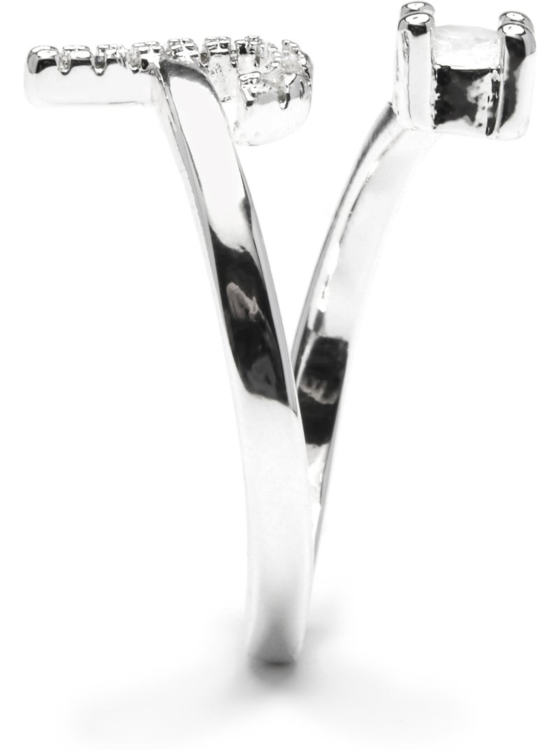 Luxenter Bague avec zircone brillante, finition argentée - Alphabet Argenté - Kiabi