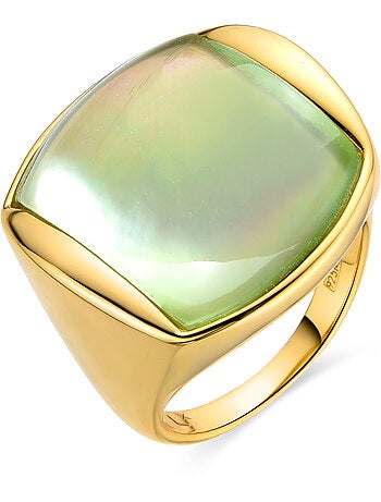 Luxenter Bague en argent 925 avec préhénite et plaqué or 18k - Shay