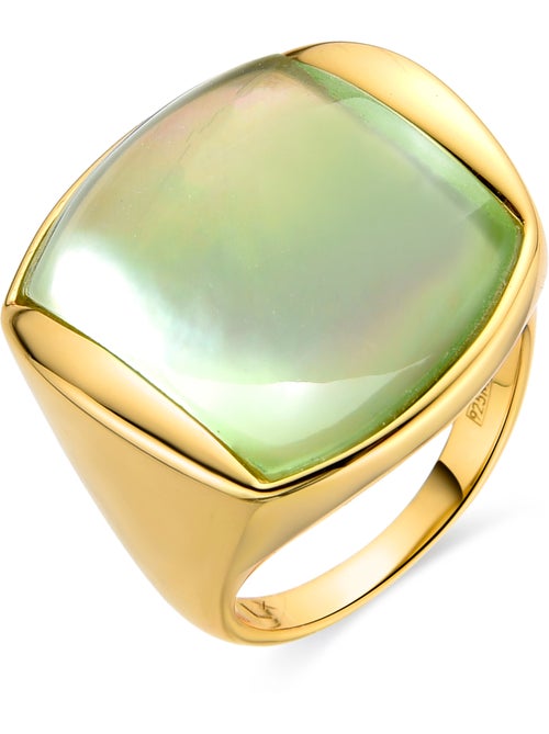 Luxenter Bague en argent 925 avec préhénite et plaqué or 18k - Shay - Kiabi