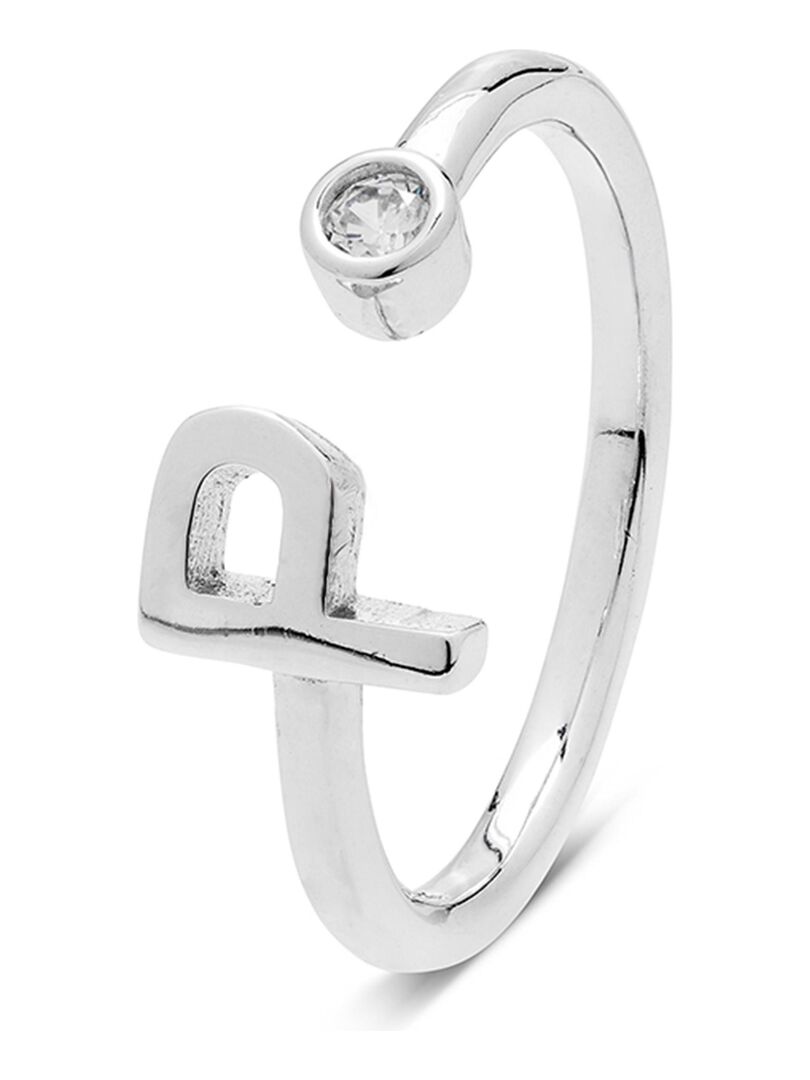 Luxenter Bague en argent 925 avec zircon brillant plaqué rhodium - Alphabet Argent - Kiabi