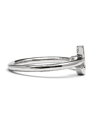 Luxenter Bague en argent 925 avec zircon brillant plaqué rhodium - Alphabet
