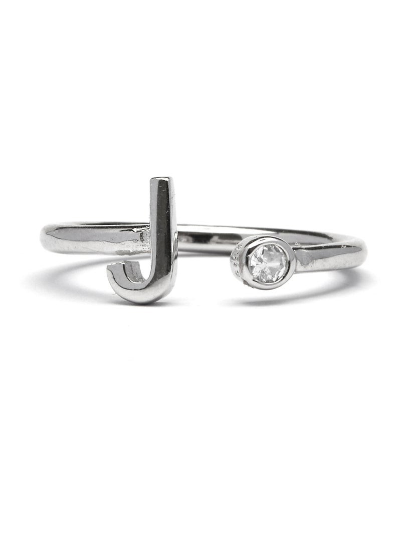 Luxenter Bague en argent 925 avec zircon brillant plaqué rhodium - Alphabet Blanc - Kiabi