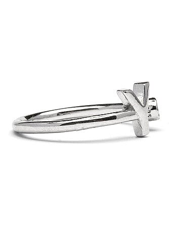 Luxenter Bague en argent 925 avec zircon brillant plaqué rhodium - Alphabet