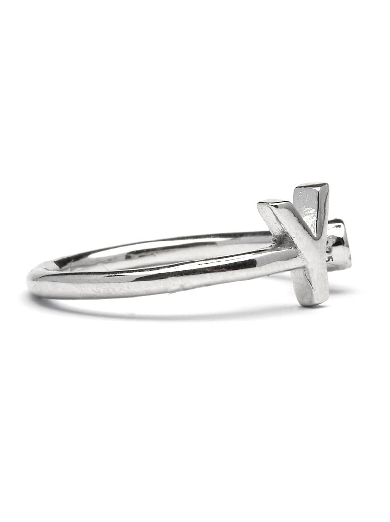 Luxenter Bague en argent 925 avec zircon brillant plaqué rhodium - Alphabet Blanc - Kiabi