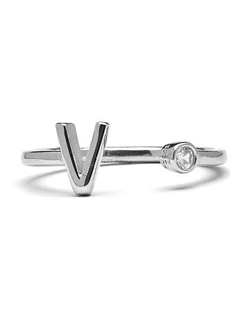Luxenter Bague en argent 925 avec zircon brillant plaqué rhodium - Alphabet
