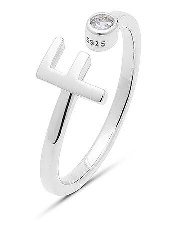 Luxenter Bague en argent 925 avec zircon brillant plaqué rhodium - Alphabet