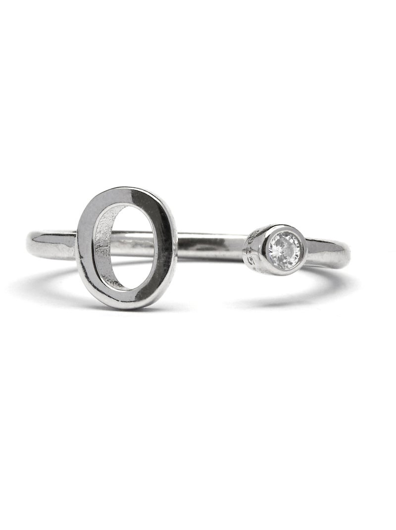 Luxenter Bague en argent 925 avec zircon brillant plaqué rhodium - Alphabet Taille réglable Argent - Kiabi