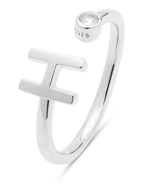 Luxenter Bague en argent 925 avec zircon brillant plaqué rhodium - Alphabet Taille réglable - Kiabi