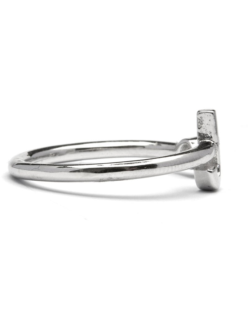 Luxenter Bague en argent 925 avec zircon brillant plaqué rhodium - Alphabet Taille réglable Blanc - Kiabi
