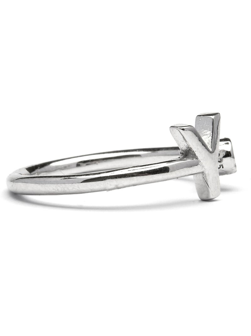 Luxenter Bague en argent 925 avec zircon brillant plaqué rhodium - Alphabet Taille réglable Blanc - Kiabi