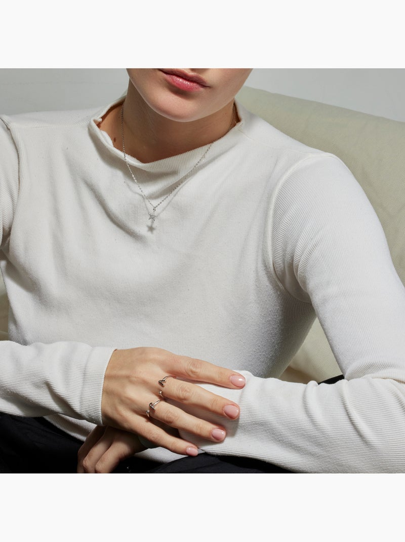 Luxenter Bague en argent 925 avec zircon brillant plaqué rhodium - Alphabet Taille réglable Blanc - Kiabi