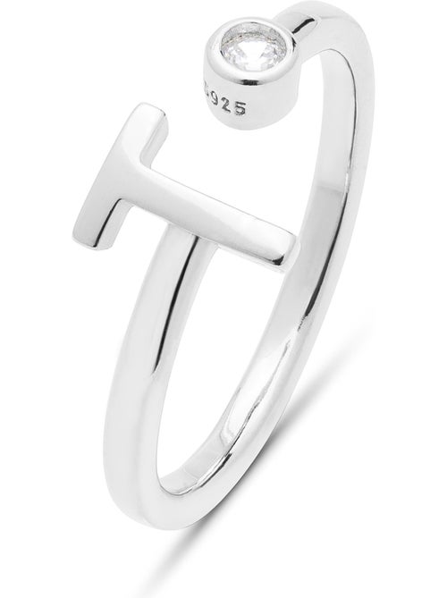 Luxenter Bague en argent 925 avec zircon brillant plaqué rhodium - Alphabet Taille réglable - Kiabi