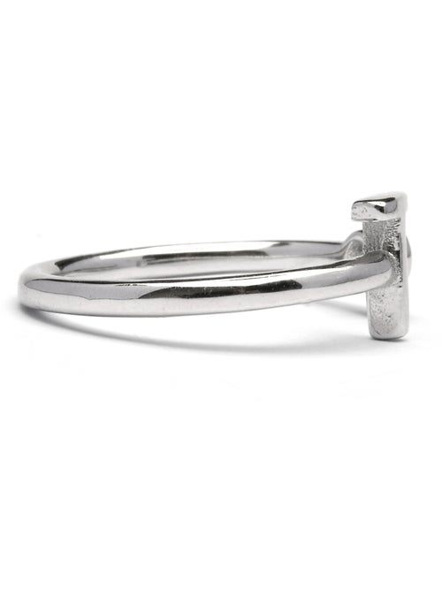 Luxenter Bague en argent 925 avec zircon brillant plaqué rhodium - Alphabet Taille réglable - Kiabi