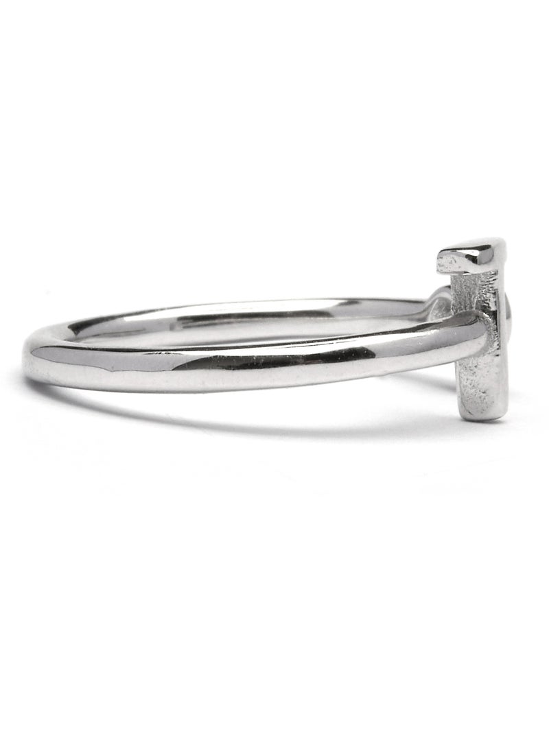 Luxenter Bague en argent 925 avec zircon brillant plaqué rhodium - Alphabet Taille réglable Blanc - Kiabi