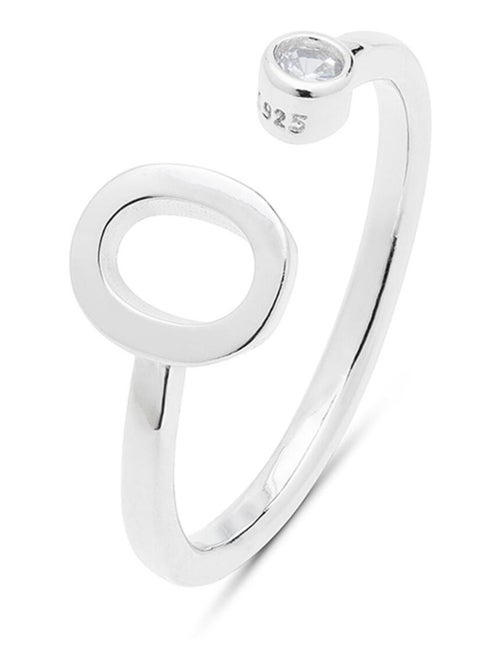 Luxenter Bague en argent 925 avec zircon brillant plaqué rhodium - Alphabet Taille réglable - Kiabi