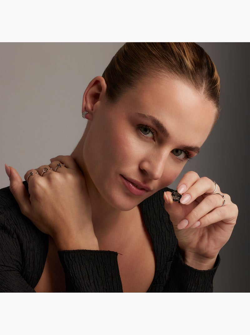 Luxenter Bague en argent 925 avec zircon brillant plaqué rhodium - Alphabet Taille réglable Blanc - Kiabi