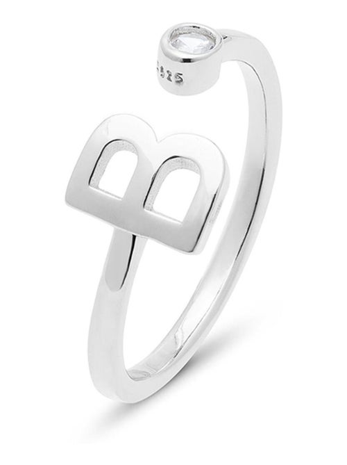 Luxenter Bague en argent 925 avec zircon brillant plaqué rhodium - Alphabet Taille réglable - Kiabi