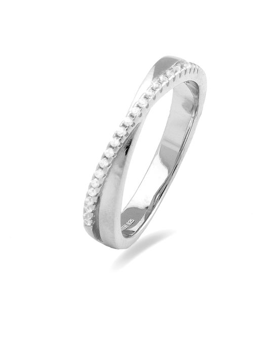 Luxenter Bague en argent 925 avec zircon brillant plaqué rhodium - Sabuk - Kiabi