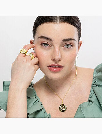 Luxenter Bague en argent 925 avec zircon plaqué or jaune 18k - Suki