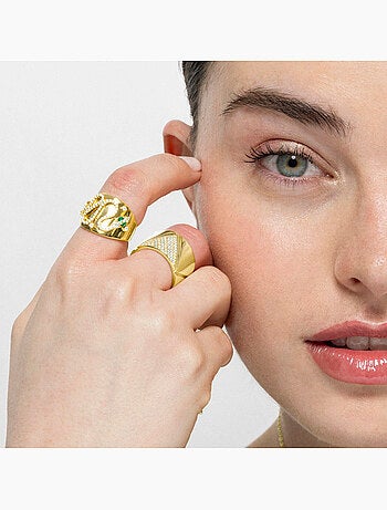 Luxenter Bague en argent 925 avec zircon plaqué or jaune 18k - Suki