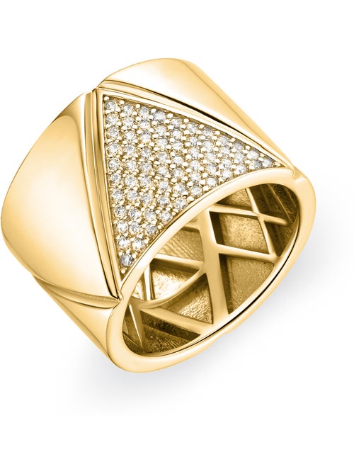Luxenter Bague en argent 925 avec zircon plaqué or jaune 18k - Suki - Kiabi