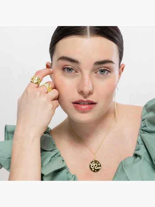 Luxenter Bague en argent 925 avec zircon plaqué or jaune 18k - Suki - Kiabi