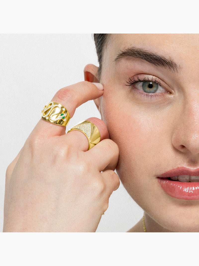 Luxenter Bague en argent 925 avec zircon plaqué or jaune 18k - Suki Argent - Kiabi