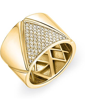 Luxenter Bague en argent 925 avec zircon plaqué or jaune 18k - Suki