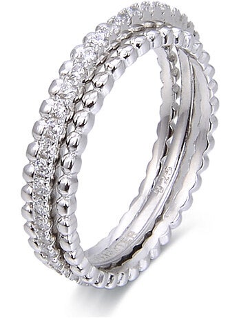 Luxenter Bague en argent 925 avec zirconium brillant plaqué rhodium - Sesaf