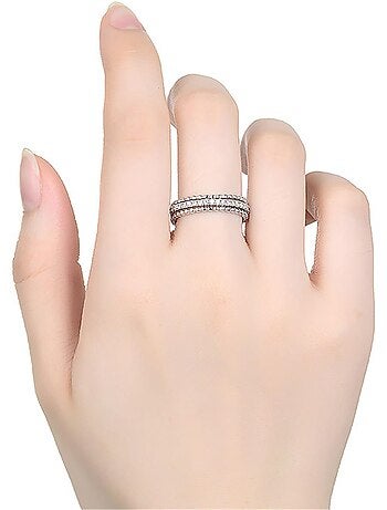 Luxenter Bague en argent 925 avec zirconium brillant plaqué rhodium - Sesaf