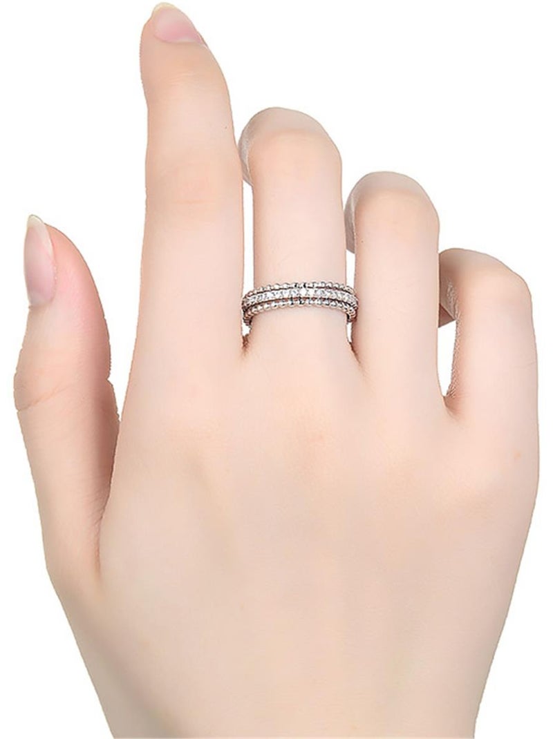 Luxenter Bague en argent 925 avec zirconium brillant plaqué rhodium - Sesaf Argent - Kiabi