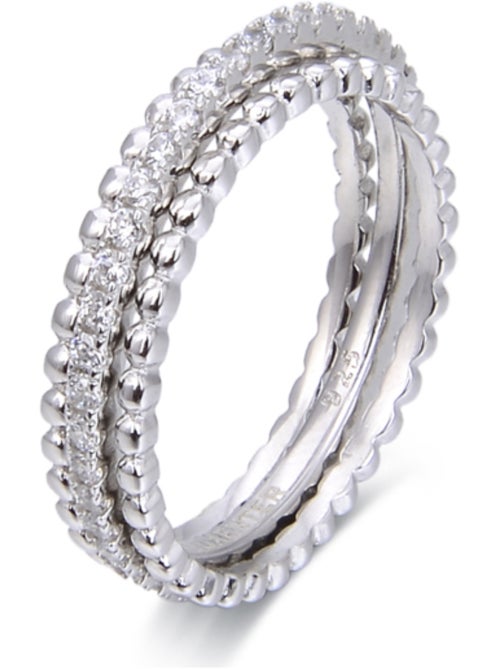 Luxenter Bague en argent 925 avec zirconium brillant plaqué rhodium - Sesaf - Kiabi