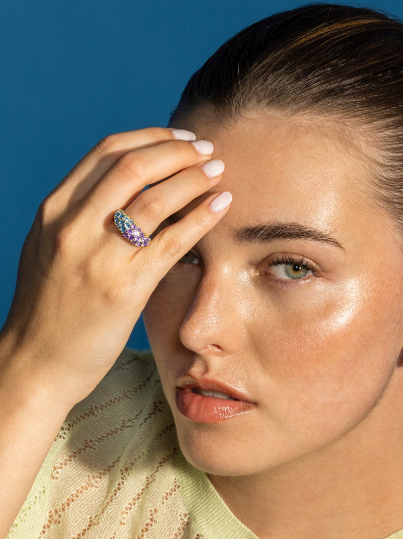 Luxenter Bague en argent 925 et zircon multicolore finition or 18k - Abxi Multicolore - Kiabi