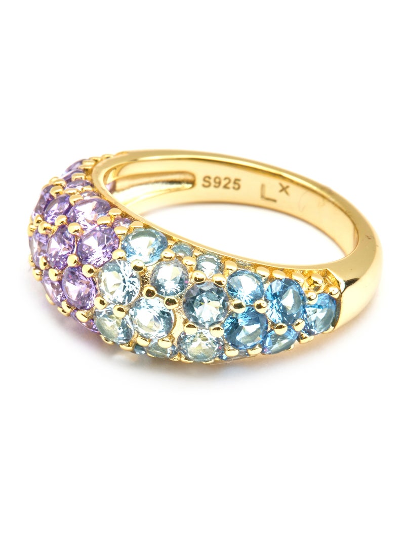 Luxenter Bague en argent 925 et zircon multicolore finition or 18k - Abxi Multicolore - Kiabi