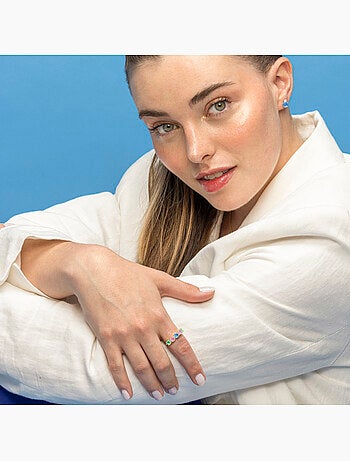 Luxenter Bague en argent 925 et zircon multicolore finition or 18k - Akma