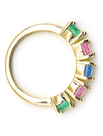 Luxenter Bague en argent 925 et zircon multicolore finition or 18k - Akma