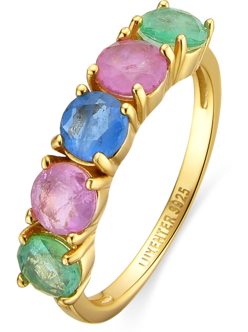 Luxenter Bague en argent 925 et zircon multicolore finition or 18k - Akma Multicolore - Kiabi