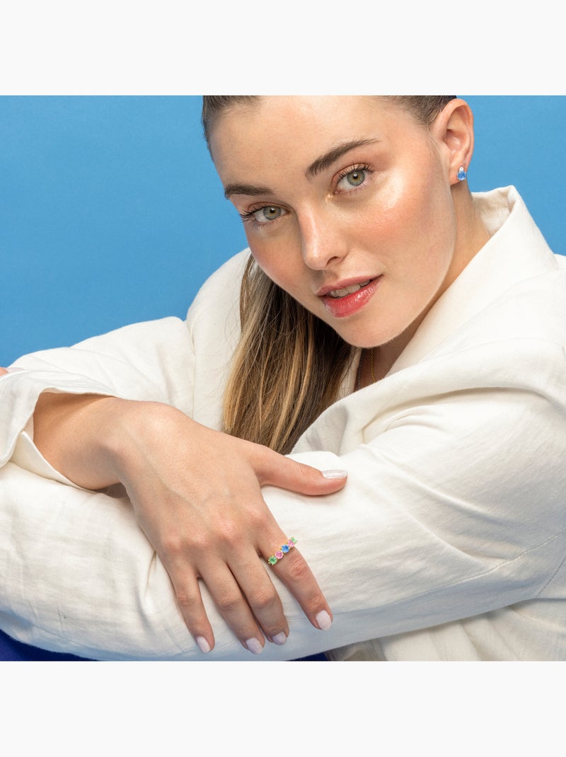 Luxenter Bague en argent 925 et zircon multicolore finition or 18k - Akma Multicolore - Kiabi