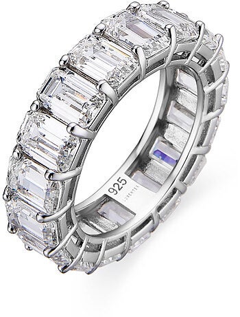 Luxenter Bague en argent 925 et zirconium brillant plaqué rhodium - Kru