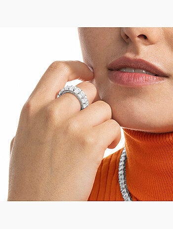 Luxenter Bague en argent 925 et zirconium brillant plaqué rhodium - Kru