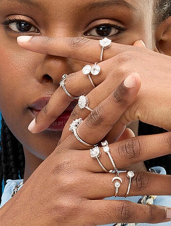 Luxenter Bague en argent 925 et zirconium brillant plaqué rhodium - Takku