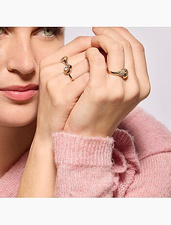Luxenter Bague Luxenter et plaqué or 18k avec zircon brillant - Ilith