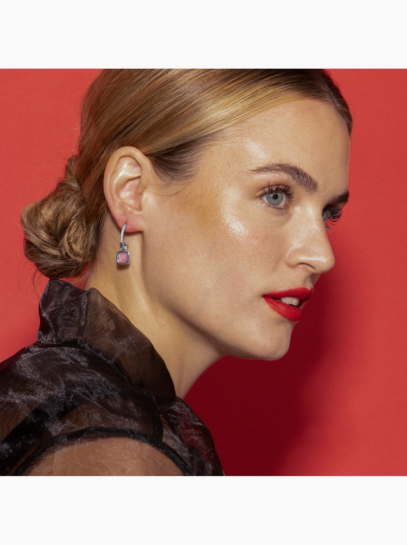 Luxenter Boucles d'oreilles coton rose rhodié - Khan Rose - Kiabi