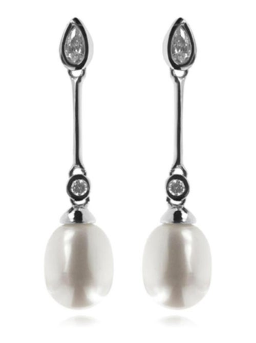 Luxenter Boucles d'oreilles en argent 925 avec perle blanche rhodiée - Raton laveur - Kiabi