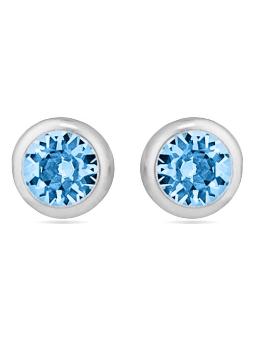 Luxenter Boucles d'oreilles en argent 925 avec zircon aigue-marine rhodié - Essential - Kiabi
