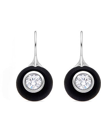 Luxenter Boucles d'oreilles en argent 925 et bois noir rhodié - Gium