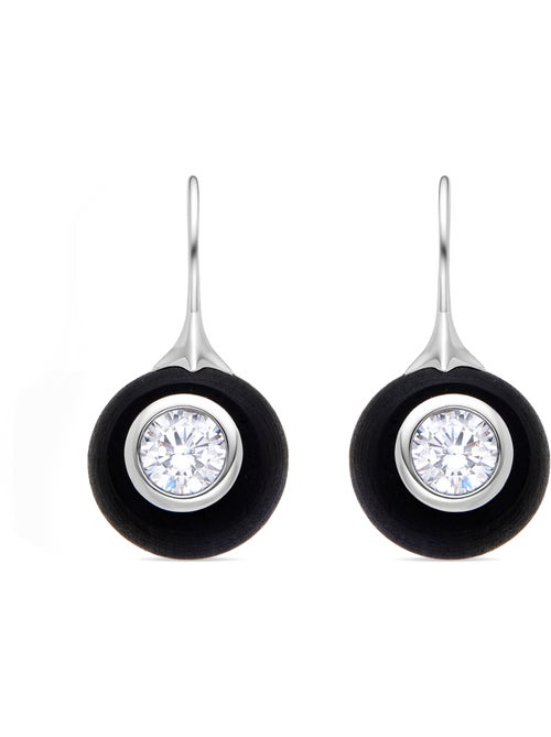 Luxenter Boucles d'oreilles en argent 925 et bois noir rhodié - Gium - Kiabi
