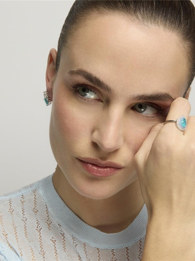 Luxenter Boucles d'oreilles en argent 925 et quartz hydrothermal aigue-marine plaqué rhodium - Lania Bleu - Kiabi