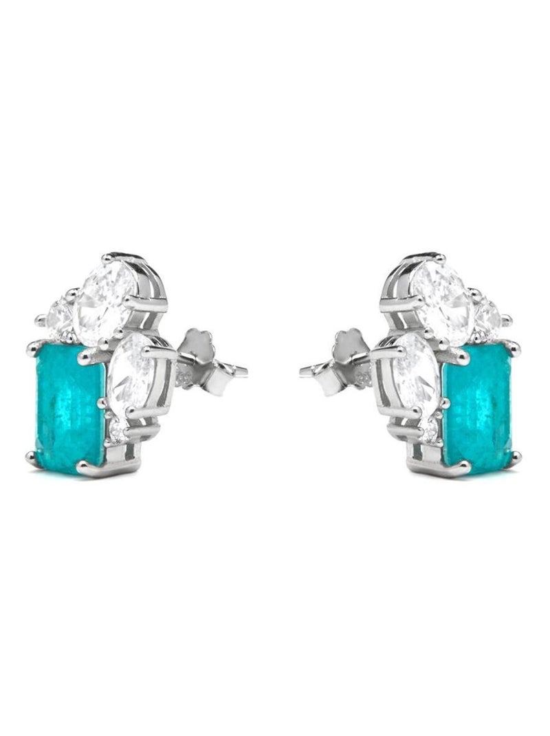 Luxenter Boucles d'oreilles en argent 925 et quartz hydrothermal aigue-marine plaqué rhodium - Lania Bleu - Kiabi
